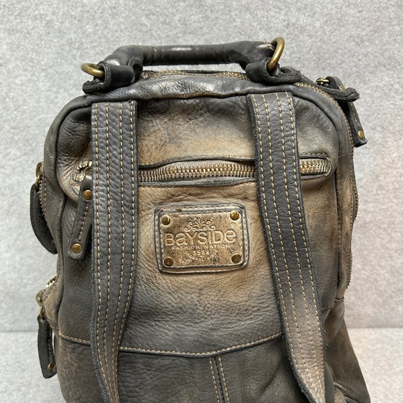 Bayside 1984 Lusher Backpack Distressed Soft‎ Italian Leather Pewter Gray Boho main image 9